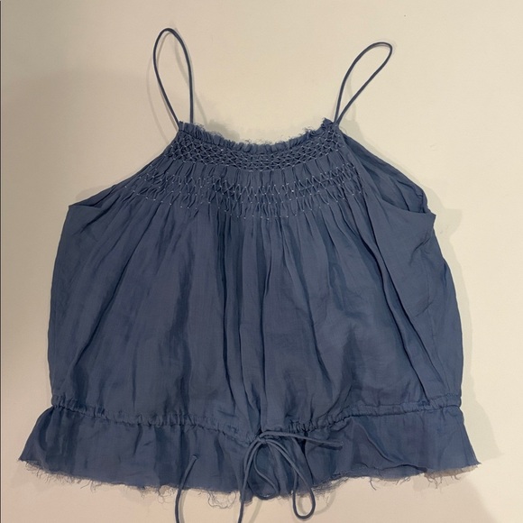 Frame Denim Women’s Shirt Top Spaghetti Straps Blue Cotton size Small - Picture 5 of 10